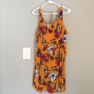 Mustard floral boho dress